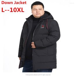 Men's Down Big Large Size 10XL 9XL 8XL 6XL Brand Winter Fashion Warm Long Jacket Hooded White Duck Jacke Plus