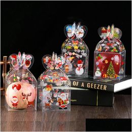 Gift Wrap Pvc Transparent Candy Box Christmas Decoration Packaging Santa Claus Snowman Apple Boxes Party Supplies Drop Delivery Home Dhnra