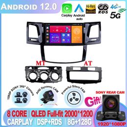 Android 12 2din Carplay Car Radio for Toyota Fortuner HILUX Revo Vigo 2007-2015 Multimedia Video Player Stereo GPS