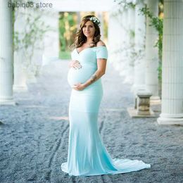 Maternity Dresses Elegence Shoulderless Maternity Shoot Dress Cute Pregnancy Photography Dress For Baby Shower Pregnant Women Maxi Gown Photo Prop T230523