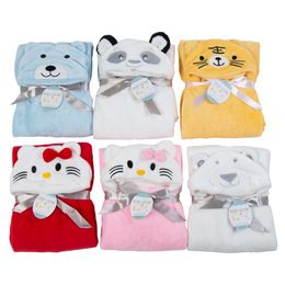 Single-layer Hooded Baby Blanket for Newborn Plain Flannel Carton Baby Swaddling Knitted Fleece Fabric for Warm Care Baby Bath Towel to keep warm---2