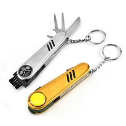 Keychains Lanyards Mtifunctional Folding Knife Keychain Golf Pendant Portable Cleaning Tool Keyring Drop Delivery Fashion Accessori Dhzis