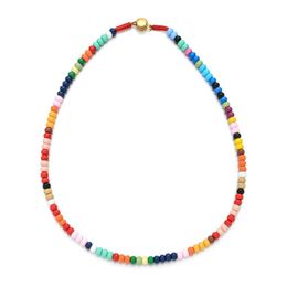 Necklaces New Boho Bohemian Choker Handmade Rainbow Beads Necklace Candy Color Bead Satellite Necklace Women Fashion Jewelry Necklaces