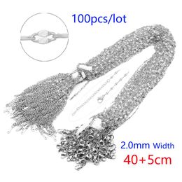 Necklaces 100pcs/lot Bulk Wholesale 316 Stainless Steel Lip Shaped Water Wave Chain Necklace for DIY Jewelry Silver Gold Women Choker