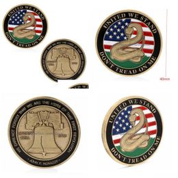 Arts And Crafts American Gadsden Flag Commemorative Coin Decorative Snake Collection Alloy Gold Coins Drop Delivery Home Garden Dhayp