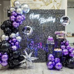 Other Event Party Supplies Metallic Chrome Black Purple Balloon Garland Arch Kit Birthday Party Decor Kids Baby Shower Latex Foil Balloon Wedding Suppiles 230523