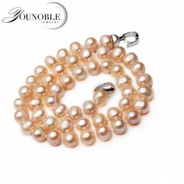 Necklaces Near Round Pink Freshwater Natural Pearl Necklace For Women Wedding Choker Necklace Anniversary Gift