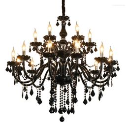 Chandeliers Black Candle Chandelier Fashion Living Room Lamp Lighting Crystal Dining