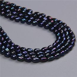 Beads 44.5mm Irregular Rice Natural Black Freshwater Pearl Beads For Women Jewellery Making DIY Bracelet Necklace Earrings Anklet Gifts