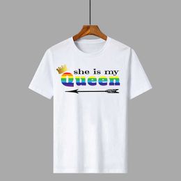 Men's T-Shirts New Summer King Queen Print Tshirts Couple Casual Cotton Short Sleeve Tops Chic Clothes Women Men Basic Shirts Colourful Z0522