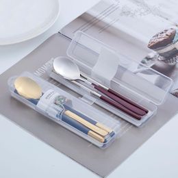 Dinnerware Sets Cutlery Set Travel Portable Spoon Chopsticks With Box Kitchen Accessories 304 Stainless Steel Student Adult Tableware