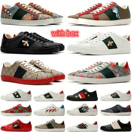 Shoes Luxury Designers Casual Shoes Tennis Ace Sneakers Casual Dress Men Women Lace Up Classic White Leather Pattern Bottom Cat Tiger Print Sports Lover Trainers