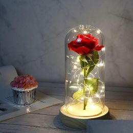 Party Favour Valentines Day Gift Glass Er Rose Led Light Simation Immortal Roses Flower Box Packaging 7 Colours Drop Delivery Home Gar Dhnne