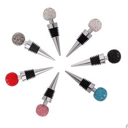 Bar Tools Fashion Diamond Wine Stoppers Tool Creative Crystal Red Bottle Stopper Household Champagne Sealing Drop Delivery Home Gard Dh7Mk