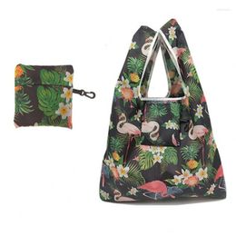 Storage Bags Cute Cartoon Foldable Shopping Bag Tote Portable Reusable Grocery Eco Cactus Flamingo Dots