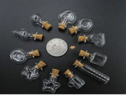 500pcs/lot DHL FEDEX Free Shipping 2ML Mini Unique Shaped Glass bottle 2cc Handmade Glass Bottles Vials Jars Containers