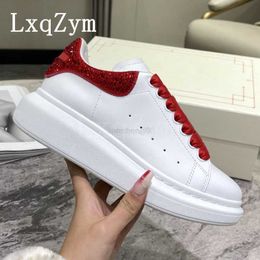 Spring Woman Shoes Round Toe Mixed Colour Women Sneakers Crystal Decor Lace Up Autumn Lady Flats Vulcanised shoes X230523