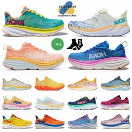 hoka hokas one one clifton 9 running shoes top quality bondi 8 free people movement flowers multicolor pink light blue sneakers womens black white grey sports trainer