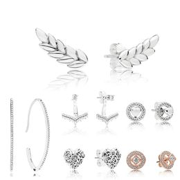 Stud S925 Sterling Silver Rose Vintage Allure Eternal Heart Earrings Curved Particle Princess bone Shaped Female Jewelry
