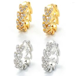 Hoop Earrings EYIKA Elegant Gold Silver Color Full Zircon Wheat Ear Female High Quality Double Side Brincos Wedding Jewelry Gift
