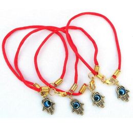 Bracelets Fashion Summer style Ancient Gold Hamsa EVIL EYE Red String Bracelet Good Luck Bangle Bracelet For Women DIY Jewelry 50pcs A25