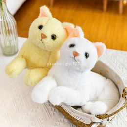 30cm Kawaii Lifelike Cat Plush Toys Doll Soft Baby Toys Stuffed Pure Colours Grey White Yellow Kitten Toy Pets Animal Kids Gift