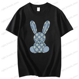 Men's T-Shirts Trendy Luxury Rabbit Print Cotton T-Shirt 2023 Summer Short Sleeve Men's Short Sleeve Printed Top T-Shirt Clothing Free Shipping T230523