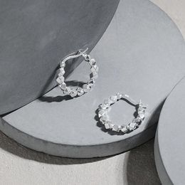Huggie Minimalist Geometric Rhombus Hoop Earring For Women 925 Sterling Silver Jewellery Korean Fashion Platinum Piercing Ear Accessories