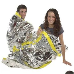 Party Favor 200X100Cm Portable Emergency Sunsn Blanket Sier Foil Cam Survival Warm Outdoor Adt Children Slee Bag Drop Delivery Home Dhymd