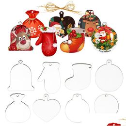 Christmas Decorations Sublimation Blank Decoration Diy Heat Transfer Mdf Wooden Pendant Socks Xmas Gift Ornament Drop Delivery Home Dh2Ke