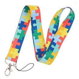 Keychains Colourful Autism Kid Puzzle Maze Neck Strap Lanyards For Keys USB Gym ID Card Badge Mobile Phone Holders DIY Hang Rope Keychain