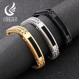 Bangle Fongten Punk Shiny Mesh Chain Men Bracelet Stainless Steel Simple Charm Fashion Bangle Jewellery