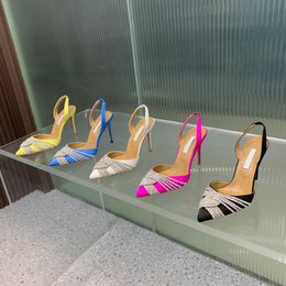 Sandallar Aquazzura Rhinestone Çapraz kayış süslemeli ipek pompalar ayakkabı stiletto slingbacks yüksek topuklu ayakkabılar 105mm makara kadın lüks tasarımcılar