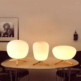 Table Lamps Post-modern Bedroom Bedside Reading Learning Lights Solid Wood LED Desk Light Glass Fixtures