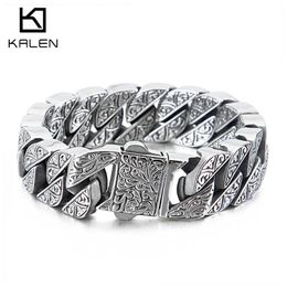 Bangle 17mm Chunky Cuba Chain Bracelet For Men Stainless Steel 316L Cool Hand Thick Chain Jewelry