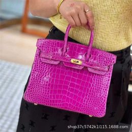 Tote Bag American Alligator Platinum Skin Bk25 Full Manual Alligator Skin Women's Sewn Wax Thread Portable Luxury Gz04