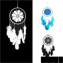 Arts And Crafts Goose Feather Lace Fashion Snowflake Dream Catcher Home Living Room Furnishing Feathers Tassel Pendant Christmas Dec Dhbij