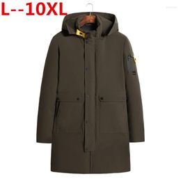 Men's Down 10XL 9XL 8XL 6XL Winter X-Long Coat Exquisite Arm Pocket Men Solid Parka Warm Cuffs Design Breathable Fabric Jacket