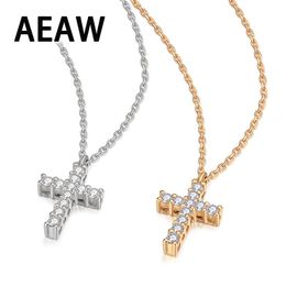 Necklaces Lab Grown Moissanite Diamond Cross Pendant Necklace Plated 14K White Gold For Women