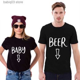 Maternity Tops Tees Couple T-shirt Top Tee Pregnancy Announcement Baby Beer Belly Mommy Mom Matching Funny Tops Lovers Tshirt T-shirts T230523