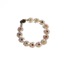 Bangle GD Same Coloured Gemstone Full Diamond Daisy Bracelet 5Th Anniversary Limited Edition 18K GoldPlated Men And Women Trend Jewellery