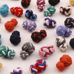 Linbaiway Silk Knots Cufflinks Handmade Elastic Double Rope Ball Cuff Button For Men Shirt Business Gift Decoration Custom LOGO