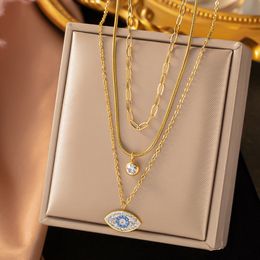 Popular Bohemian Style Evil Eye Necklace Gold Plated Stainless Steel Jewelry for Gift