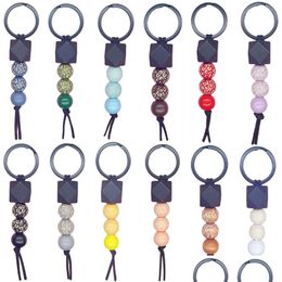 Keychains Lanyards Leopard Beaded Wooden Keychain Pendant Diy Lage Decoration Key Chain Keyring Drop Delivery Fashion Accessories Dhoko