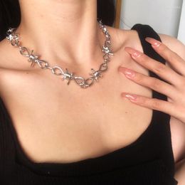 Choker Ins Punk Silver Colour Wire Brambles Necklace Women Unisex Hip-hop Style Barbed Chain 2023 Jewellery