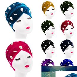 Hijabs New Wrap Hair Loss Head Scarf Muslim Womens Turban Cap Cancer Chemo Hat Beads Braid Header Factory Price Expert Desig Dhgarden Dh0N2