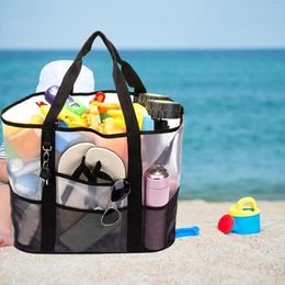 Storage Bags Mesh Beach Bag Tote Gym Sand Toy Large Towels Cosmetic For Vacation Swimming Pool Outdoor Sports