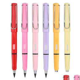 Pencils Creative Writing Pencil No Ink Novelty Hb Eternal Sketch Ding School Supplies Stationery 14Cm Drop Delivery Office Business Dhivj