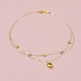 Bangle NYMPH NEW Real 18K Gold Bracelet Natural Freshwater Pearl Double Au750 fine Jewellery wedding Box Brand Trendy Gift For Women