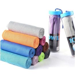 Towel Summer Outdoor Sports Ice Cold Scarf Running Yoga Travel Gym Cam Golf Sportss Cooling Neck Wrap Drop Delivery Home Garden Texti Dha1X